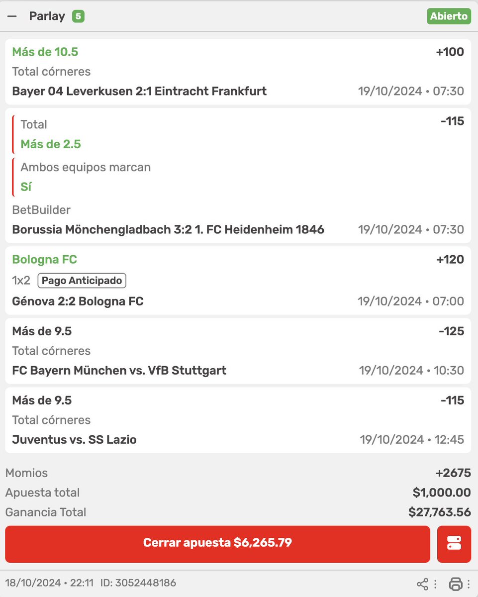 FaraondM's tweet photo. Si cobro este parlay voy a regalar 3 lugares en mi grupo exclusivo de fútbol europeo y 3,333 pesos 

Para participar comenta por que deberías de ser uno de los ganadores, tienes que estar siguiéndome 

❤️👁️👁️👽 https://t.co/lGQh8deCvI