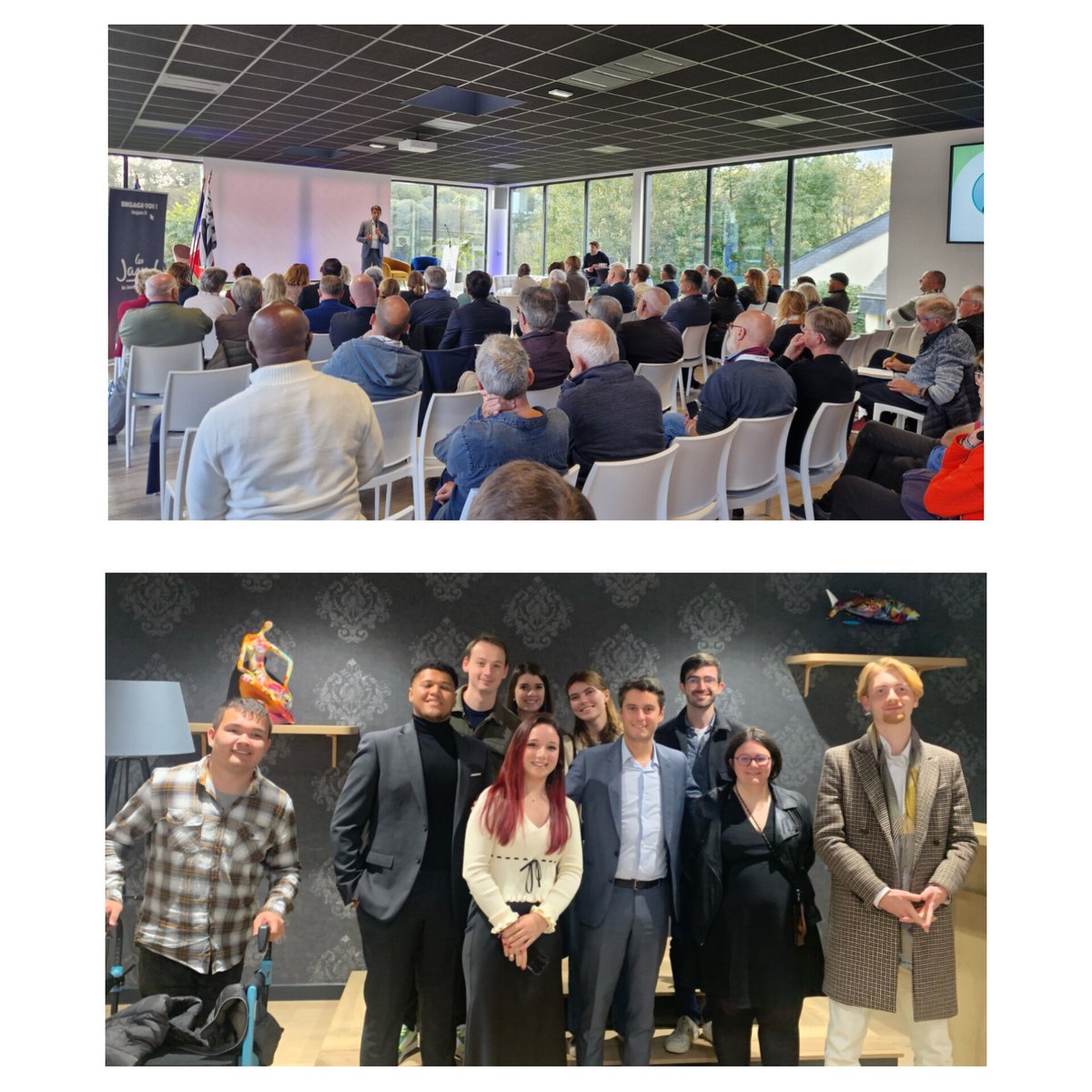 Ambroise_Mejean's tweet photo. Merci aux Finistériens pour leur accueil ce matin à Landerneau à l'occasion de la rentrée de @Renaissance_29 !

Très heureux de vous retrouver à l'invitation de @TristanBrehier, autour de nos parlementaires et de @GabrielAttal. https://t.co/ZUEWAMmpQJ