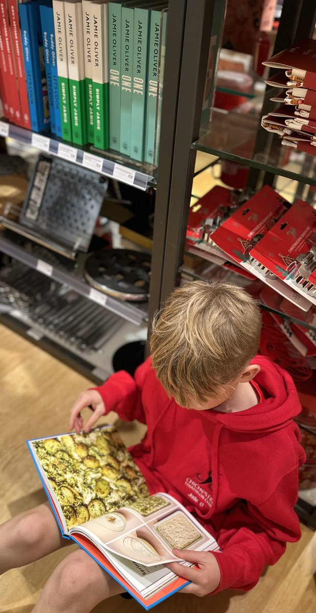 cigaskell's tweet photo. Lost Jude while shopping for some new appliances for the kitchen and found him deeply engrossed with @jamieoliver (Buddy Oliver’s) let’s cook book. Guess who is cooking dinner tonight!! https://t.co/Gnsh4TddAL