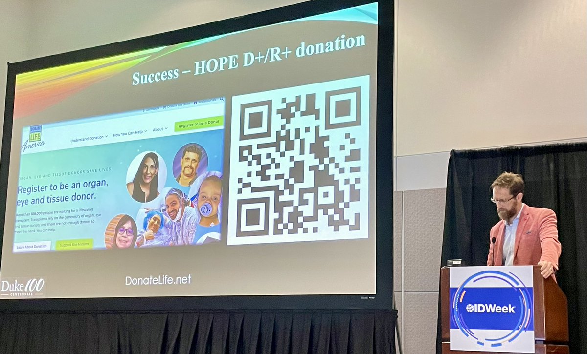 Great review of SOT ID for the general ID clinician by <a href="/camwolfe/">camwolfe</a> including reminders of the importance of being an organ donor <a href="/IDWeekmtg/">IDWeek</a> #IDWeek2024
