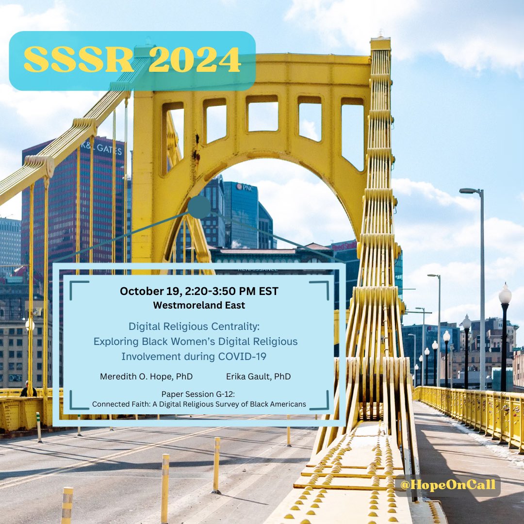 Excited for this afternoon’s session at #SSSR_RRA2024 to unpack digital Black religions data from the Connected Faith Survey  @erikagault