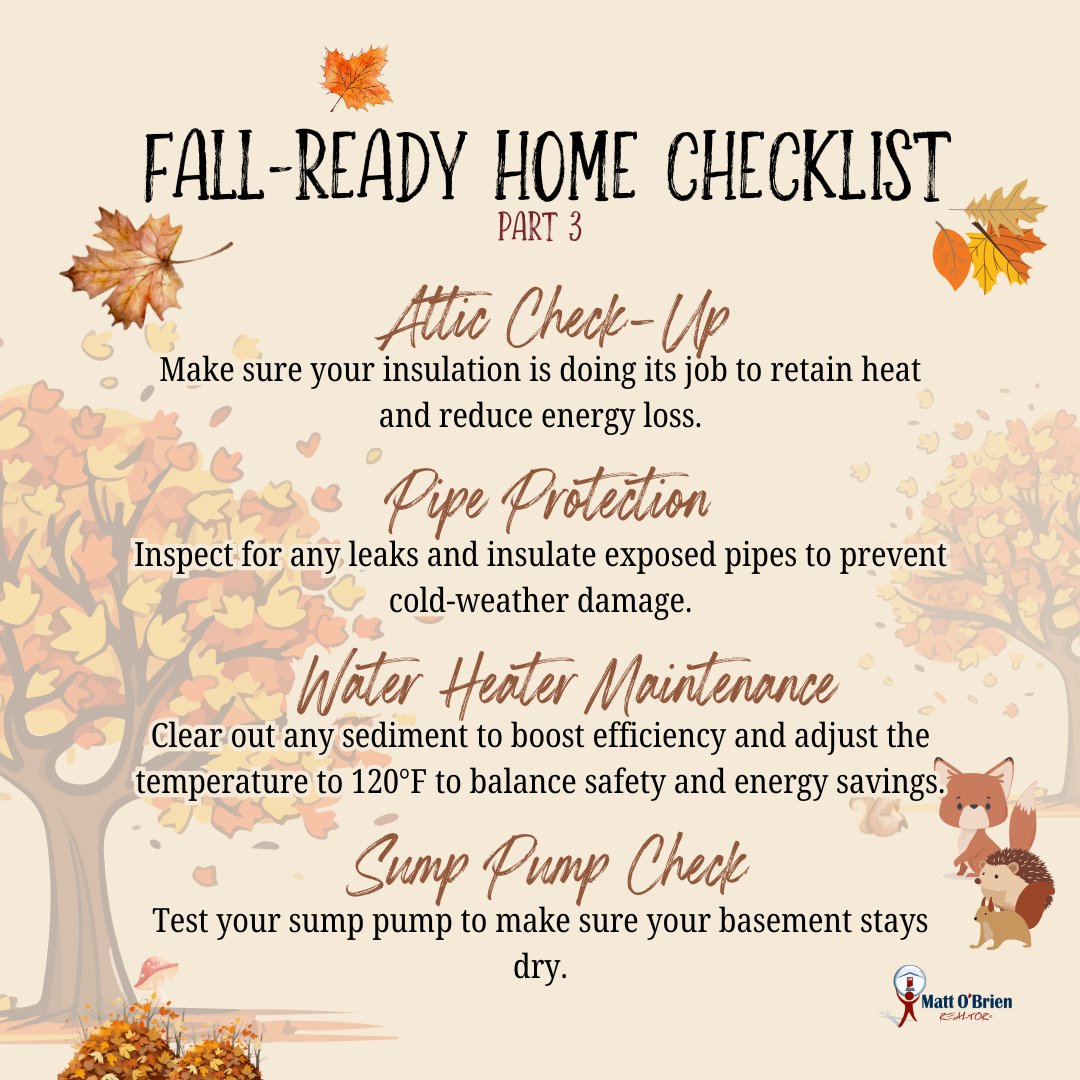 HomeCraveSD's tweet image. Next up: heating and insulation. Because a cozy home is a well-prepared home! 🔥 

Catch the final part of this series coming soon – it’s all about outdoor prep!

#FallHomePrep #FallChecklist #AutumnReady #HomeMaintenance #CozyHomeVibes
