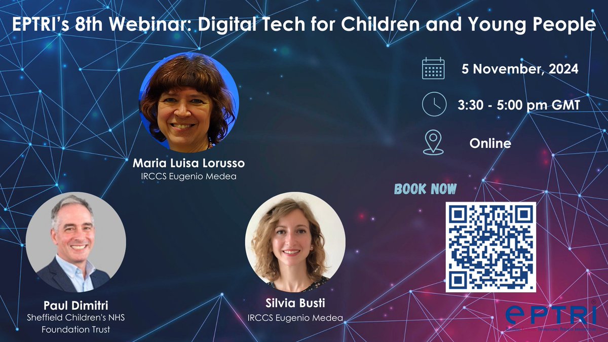 📣Our #webinars are back! 
Join us to know more about "Digital Technologies for Children and Young People (Adolescents)"
📅 November 5, 2024
📍 Online
⏰ 3:30-5 pm CET

📝Registrations here: forms.gle/TVBAJsYK7kk2zA…

#MEDTECH #research #innovation