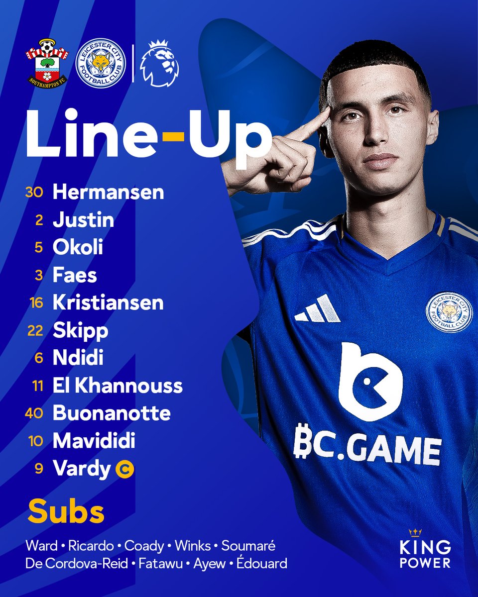 LCFC's tweet image. Here&apos;s how we start at St. Mary&apos;s 🦊

#SOULEI