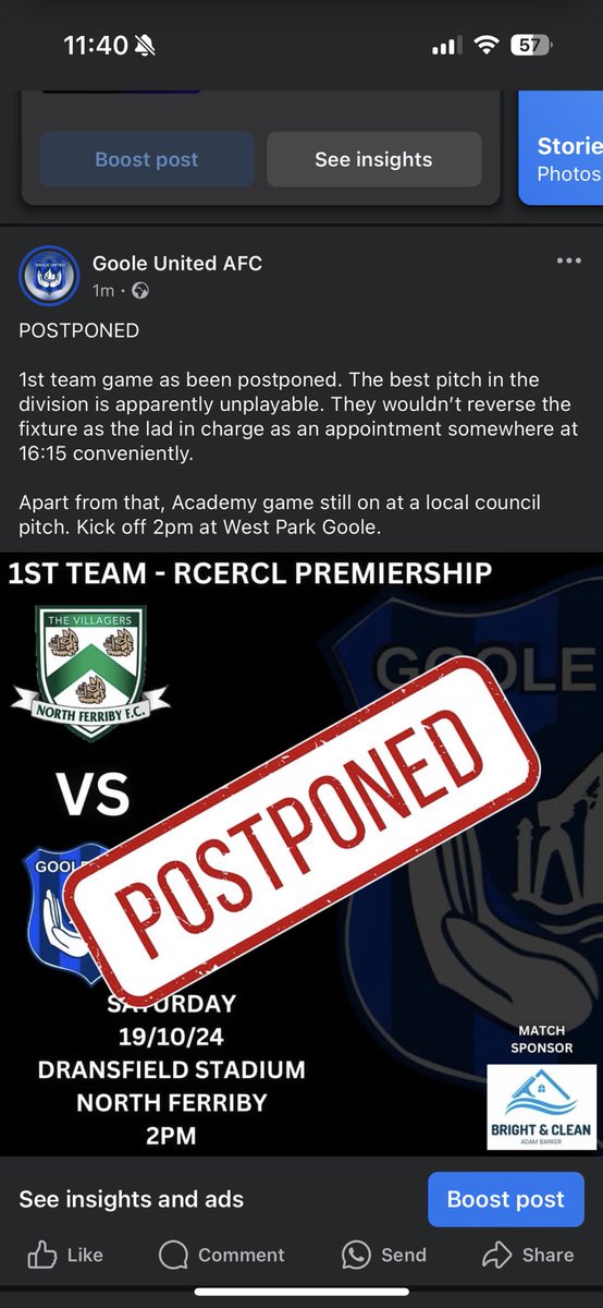 GooleUnitedAFC's tweet image. Game off!!! Can’t believe that. Pitch is perfect as you can see 🤬 @ERCountyLeague