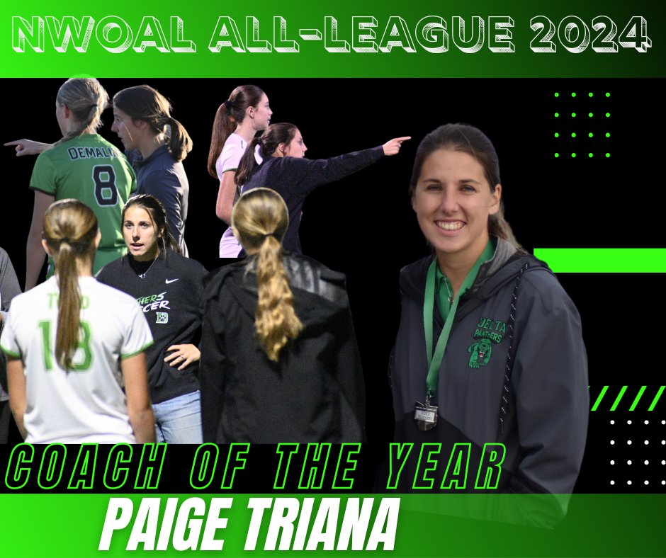 DeltaPanther's tweet photo. Congratulations to our ladies for their NWOAL All-Team Recognition 

Coach of the Year- 
              Paige Triana 
Offensive player of the Year/first team-
            Adrianna Dunning 
Defensive player of the Year/First team-
               Peyton Taylor https://t.co/QVrVT2SwpY