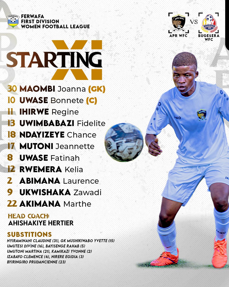 APRFCWOMEN's tweet photo. Our Starting XI against Bugesera WFC
#APRWFC https://t.co/Lj47AlQpDD