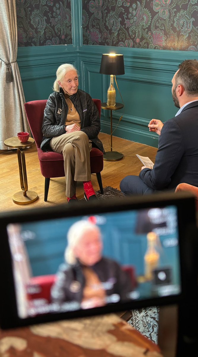 nicolasgeorge_'s tweet photo. Un honneur d’avoir pu interviewer cette grande dame, Jane Goodall, en marge de son discours historique à l’UNESCO.
Un entretien à retrouver ce samedi à 18h30 dans le #64Minutes sur TV5MONDE et sur notre site internet ! https://t.co/YKB60aE7xW