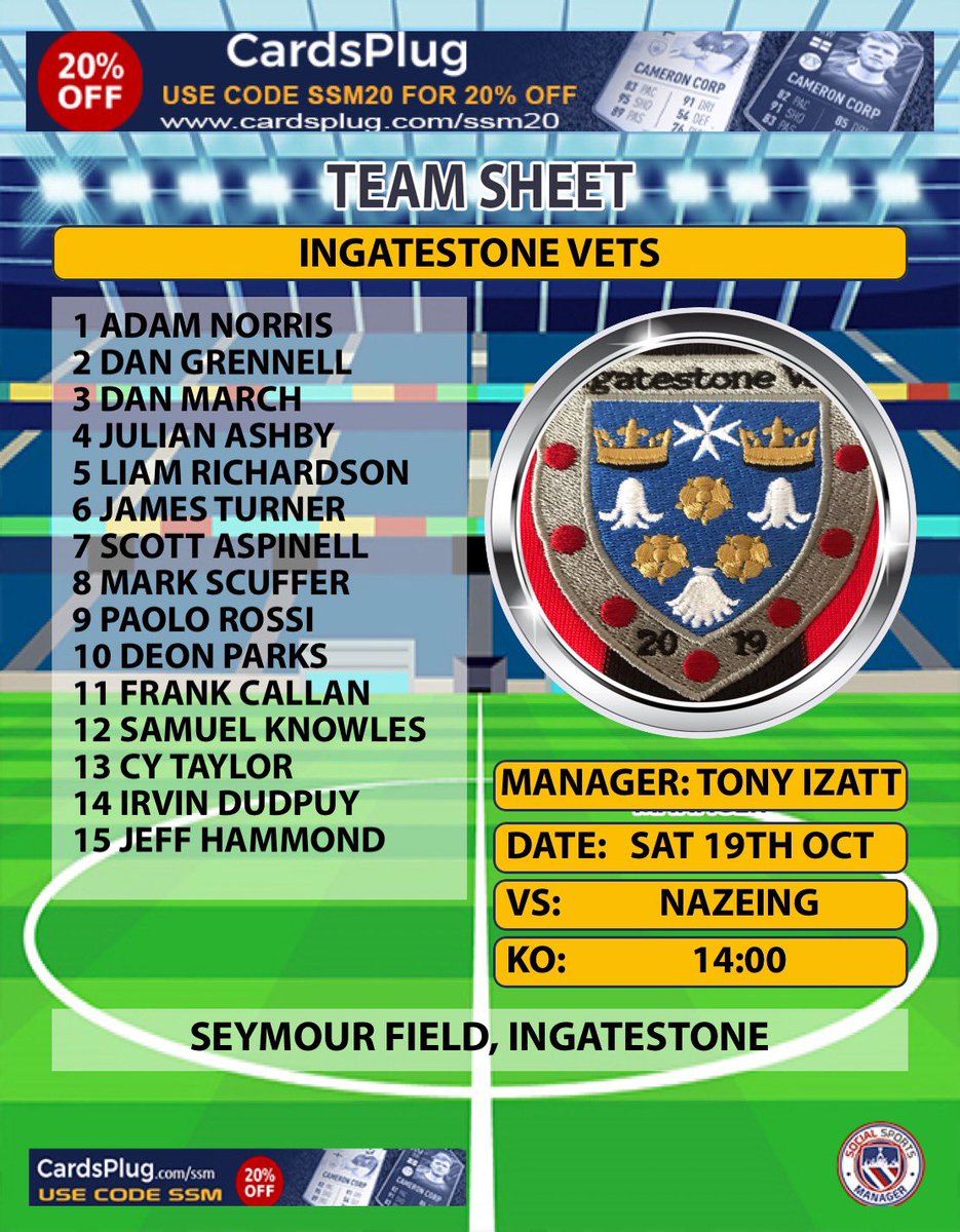 Luckily our 100% losing record in the league is safe this week. County cup versus nazeing vets. Can we pick ourselves up and make it in to the draw for the next round. <a href="/EssexVetsLeague/">Essex Vets League</a> <a href="/EssexCountyFA/">Essex County FA</a>