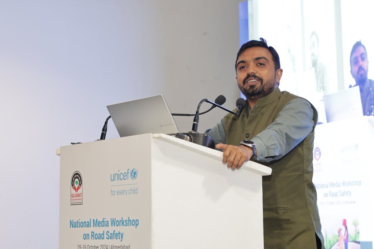 utsav_india's tweet photo. Pleased to be part of a  national workshop on media's role to promote #road safety. Radio, print and TV can help promote awareness on #helme
ts use, #safe driving speeds and use of #seat belts. Congratulations to #UNICEF and # Gujarat Road Safety Authority on this collaboration. https://t.co/4yLIr2MGb0
