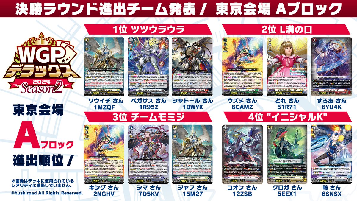 🎉#ヴァンガード WGP #デラックス 2024 Season2 東京会場 Aブロック