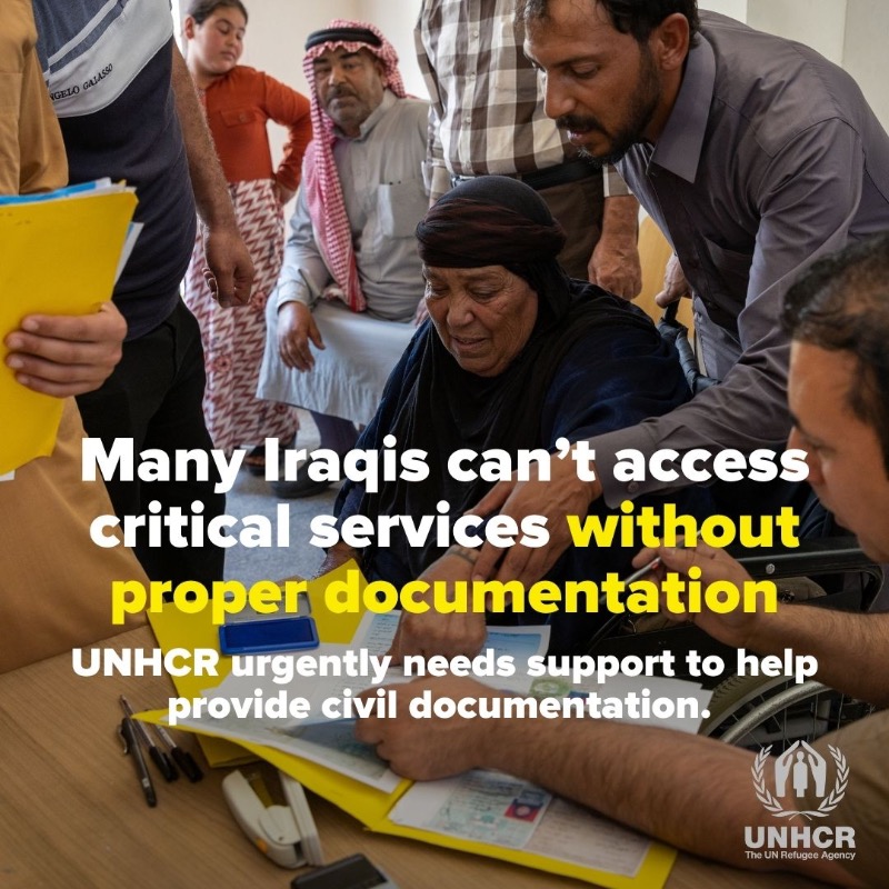 UNHCRIraq's tweet photo. Education 
Cash Assistance
Civil Documentation
 
UNHCR urgently needs funding to support refugees in Iraq between now and the end of the year
 
Read more ⬇️