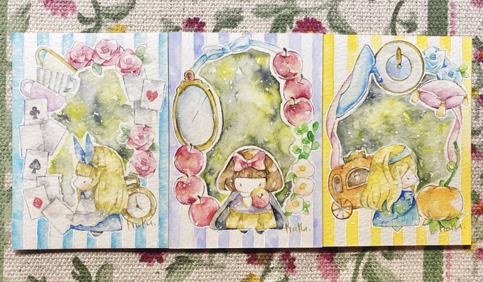 #おとぎ話の世界に迷い込んで

フレームレス作品3点新作です。
ATCサイズ原画となります。 
