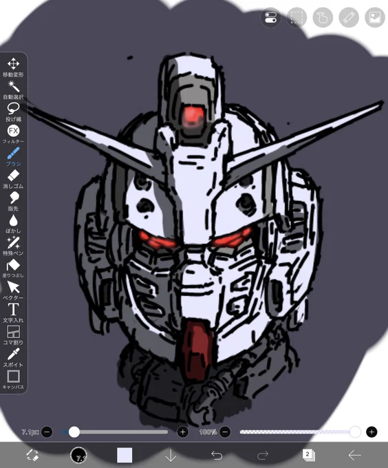 ガンダムEXの頭のラフ描いてる描いてて楽しいデザインでよき 