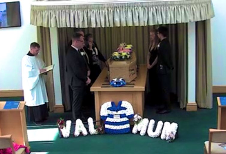 TheAgent__'s tweet photo. A fond farewell to lovely Val today. One of the first people we met when we first started coming to Loftus Road. Rest in peace Angel 🕊️ 💙🤍💙🤍

@QPR a win for our Valerie today please 🙏 #RIP #QPRFamily https://t.co/pWIkUPpi6e