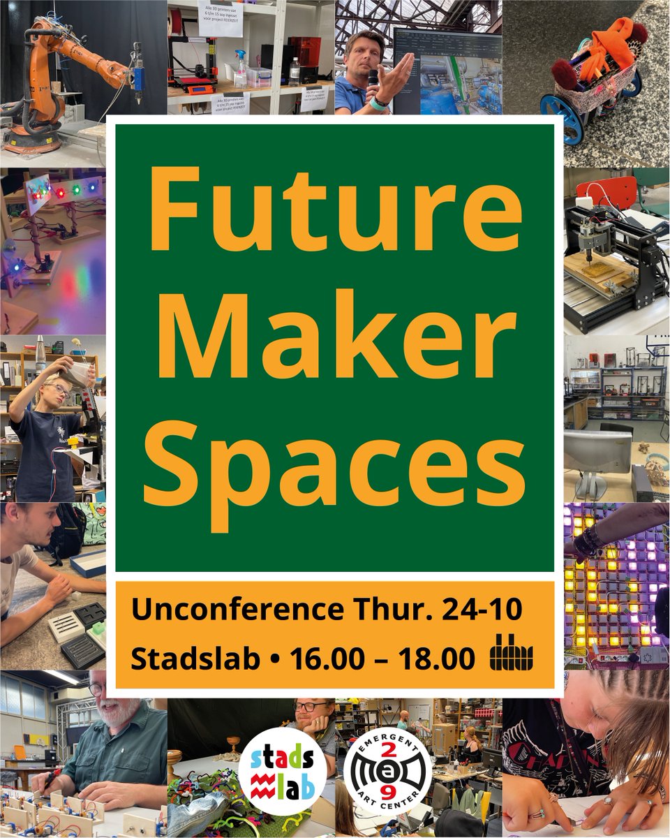 Unconference - Future Maker Spaces with Keynote by Mitch Altman: Hackerspaces/Makerspaces and Our Future. Join to meet fellow makers &amp; thinkerers.
Thursday 24 at 4PM, free.
#makerspace #hackerspace #future #DDW
madlab.nl/2024/10/future…