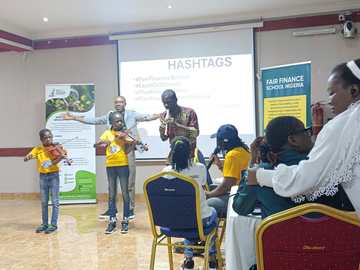 #FairFinanceSchool
#LeadOnClimate
#TheAfricaWeWant
#FairFinanceSchoolWeWant
Pupils displaying musical talent at the Fair Finance School Nigeria holding in Port Harcourt, Rivers State.
Let's make the world a better place for all to live in