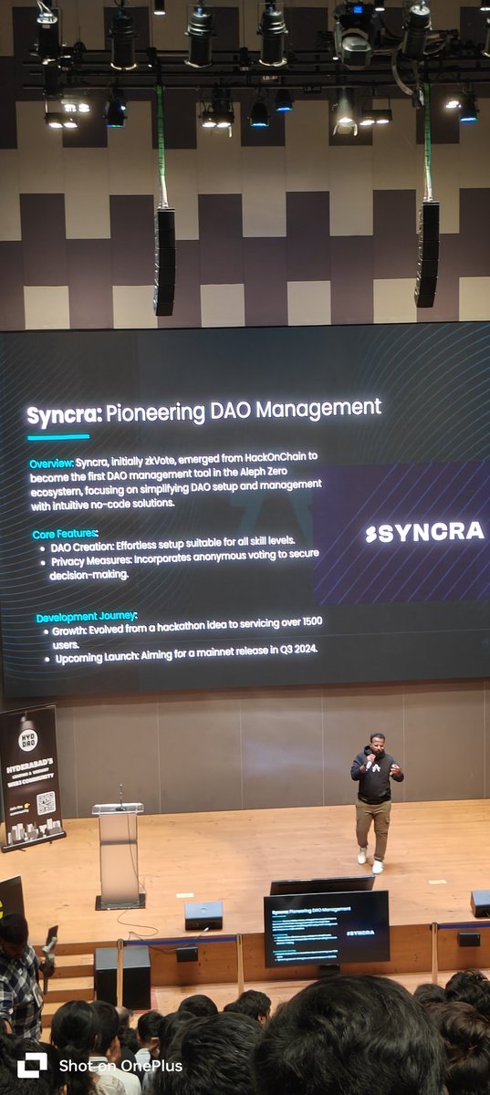 Syncra is a blockchain-based platform designed to facilitate decentralized finance (DeFi) and enhance interoperability among various blockchain networks
#AlephZero <a href="/Aleph__Zero/">Aleph Zero</a> <a href="/sivramshastri/">sivram.eth</a> @raj_azero <a href="/hyderabaddao/">Hyderabad DAO</a>