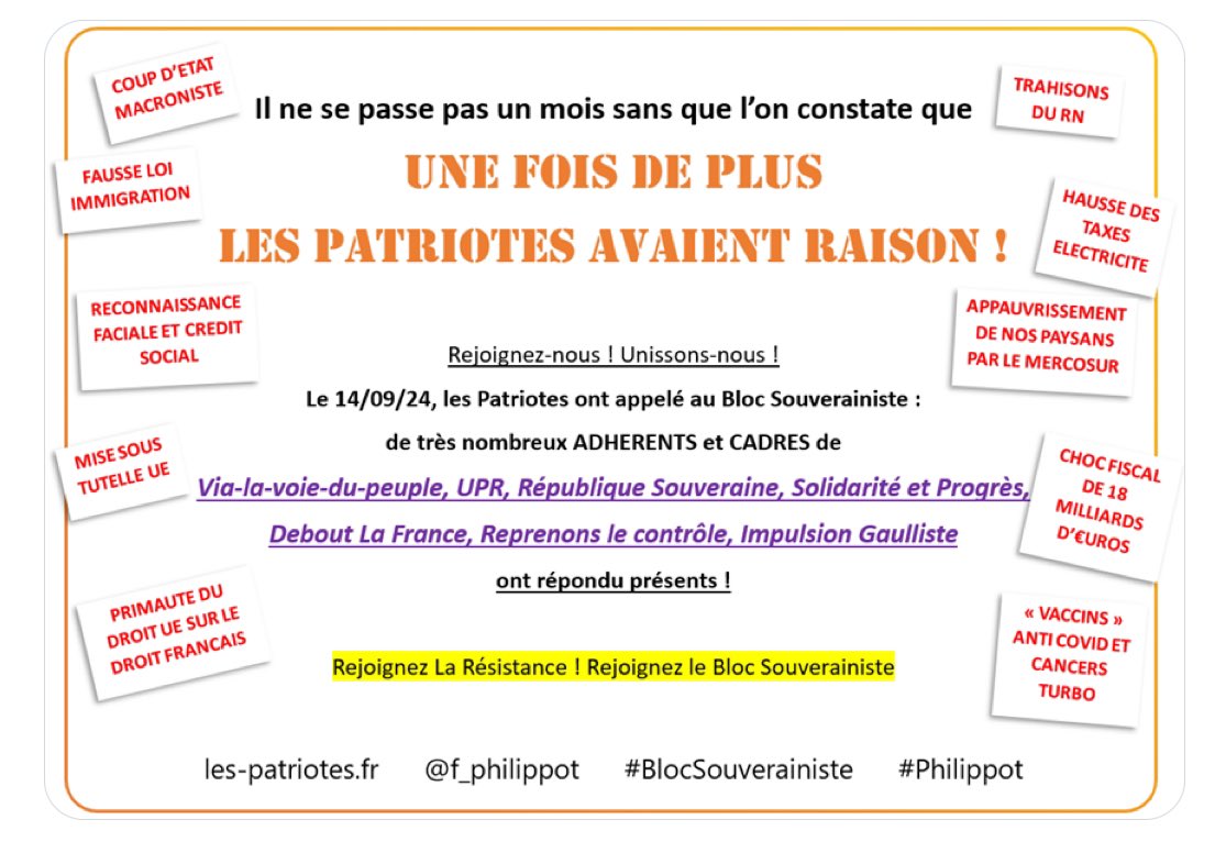 vetopatriote's tweet photo. «Faut être conscient de la nécessité de se mobiliser
beaucoup de gens regardent et comptent sur nos mobilisations
A un moment où le #RN #tangue c’est peut être la fenêtre de tir la + efficace qu’on n’a jamais eue
Ceux qui ne sont pas bien au RN,quittez ce #parti!»
#Philippot https://t.co/HtRa4S3d6p