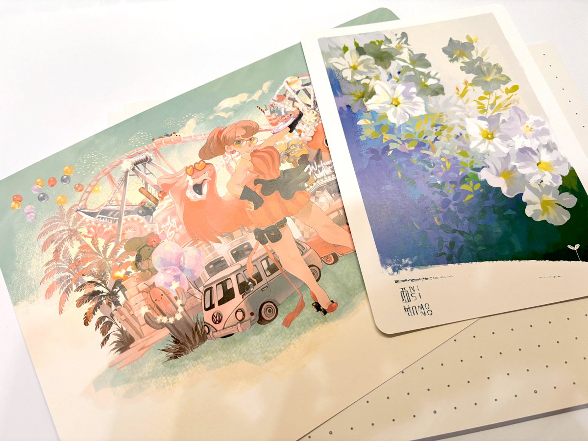 「アートプリントも販売します、裏にはこんな感じで今回初めて作ってみたnisimon」|MINATO🦐のイラスト