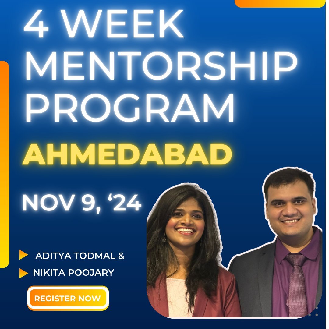 Nikita Poojary (@niki_poojary) on Twitter photo Exciting news!
<a href="/AdityaTodmal/">Aditya Todmal</a> and I are thrilled to announce a 4-week mentorship program starting on November 9, 2024, in Ahmedabad, Gujarat.
The program includes:
- A one-day in-person seminar on November 9th.
- The rest of the sessions will be conducted via live sessions Exciting news!
<a href="/AdityaTodmal/">Aditya Todmal</a> and I are thrilled to announce a 4-week mentorship program starting on November 9, 2024, in Ahmedabad, Gujarat.
The program includes:
- A one-day in-person seminar on November 9th.
- The rest of the sessions will be conducted via live sessions