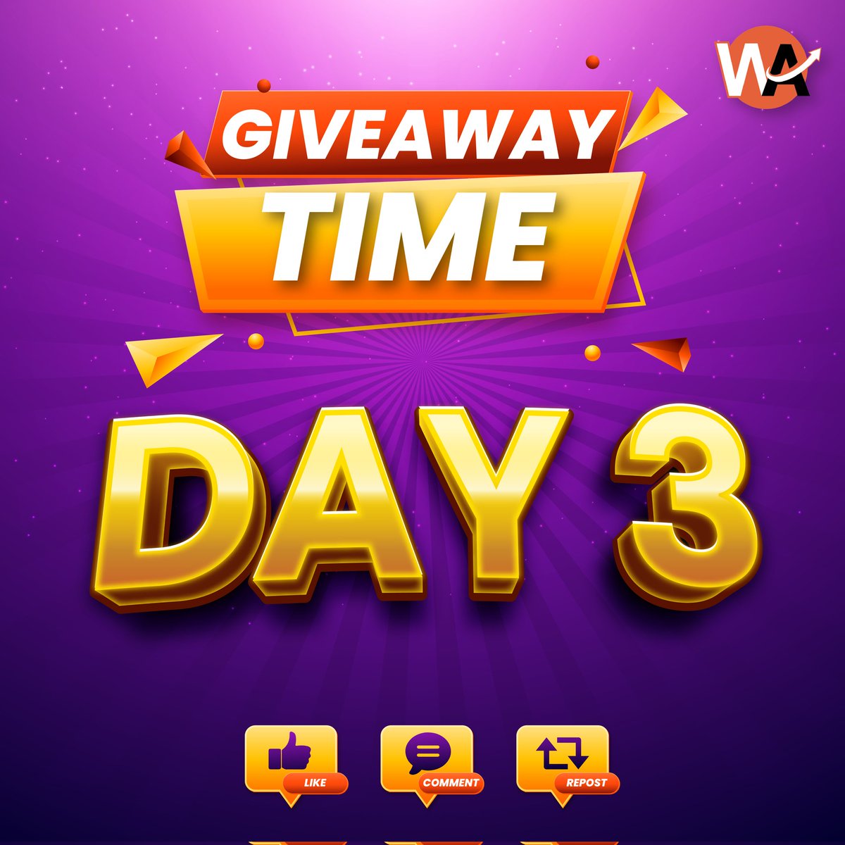 𝗗𝗮𝘆 𝟯 𝗼𝗳 𝘁𝗵𝗲 $𝟲,𝟬𝟬𝟬 𝗚𝗶𝘃𝗲𝗮𝘄𝗮𝘆 🤑🤑 
 
To celebrate #Bullmarket, I'm doing a Massive Giveaway of $𝟲,𝟬𝟬𝟬 for my community.
 
For the next 𝟮𝟴 𝗱𝗮𝘆𝘀, I will do a daily giveaway of $200 ($50 each to 4 people).
 
I don't want my community to waste time on