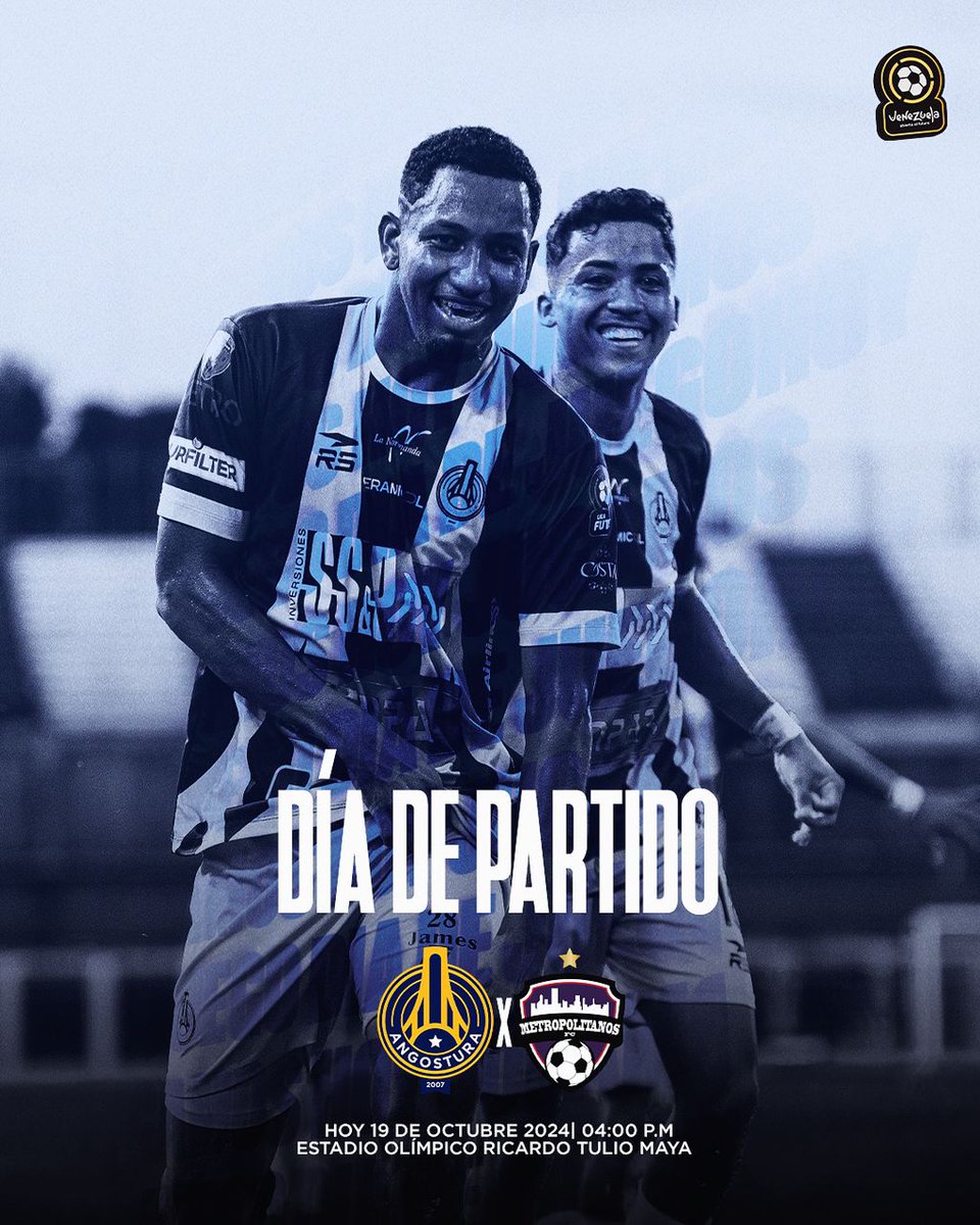 Angostura Fútbol Club (@tuangosturafc) on Twitter photo 🌪️¡ᴀʟᴇʀᴛᴀ ᴅᴇ ᴛᴏʀʙᴇʟʟɪɴᴏ!
🏟️ Estadio Olímpico Ricardo Tulio Maya
🗓️ Sábado 19 de Octubre | 4:00 PM
🆚 <a href="/Metropolitanos_/">Metropolitanos Fútbol Club</a>
🎥 En vivo por: Liga Futve (YouTube)
✅ Presentado por: @aerolineasestelar
#nuestroequipoerestu
#ligafutve 🌪️¡ᴀʟᴇʀᴛᴀ ᴅᴇ ᴛᴏʀʙᴇʟʟɪɴᴏ!
🏟️ Estadio Olímpico Ricardo Tulio Maya
🗓️ Sábado 19 de Octubre | 4:00 PM
🆚 <a href="/Metropolitanos_/">Metropolitanos Fútbol Club</a>
🎥 En vivo por: Liga Futve (YouTube)
✅ Presentado por: @aerolineasestelar
#nuestroequipoerestu
#ligafutve