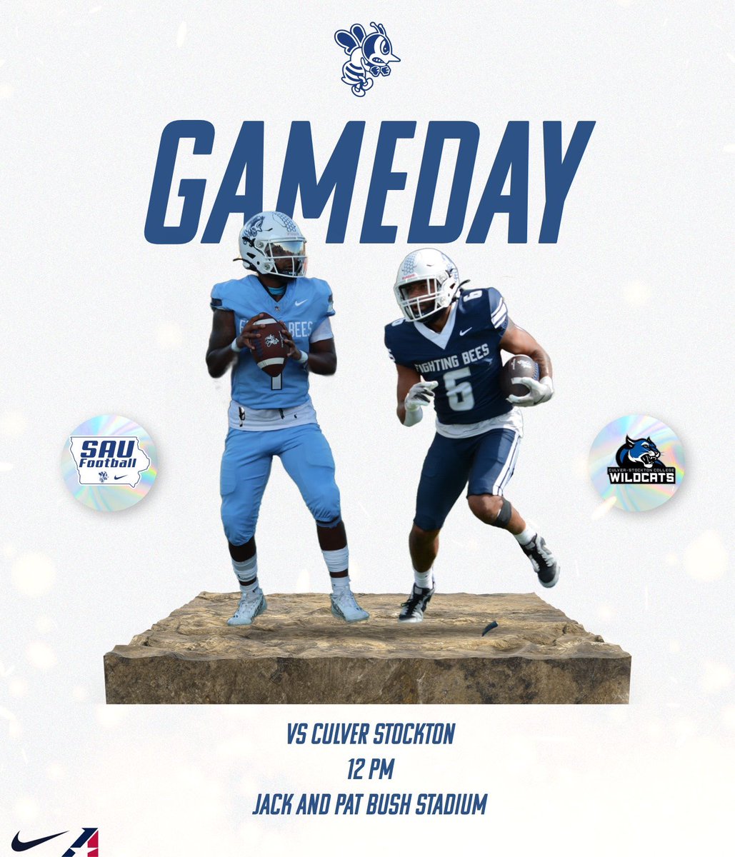 FightingBeesFB's tweet photo. IT’S GAME-DAY!! 🐝🏈
HOMECOMING!!!

 🆚 Culver Stockton
📍 Davenport, Iowa
🏟️ Jack and Pat Bush Stadium
🎉 Tailgate Opens: 8AM
🐝 Game Day Walk: 11:12AM
⏰ 12PM
📺 https://t.co/bqbH9Qn8Qi

#BringTheSting #GoBees https://t.co/LogkfojSUl