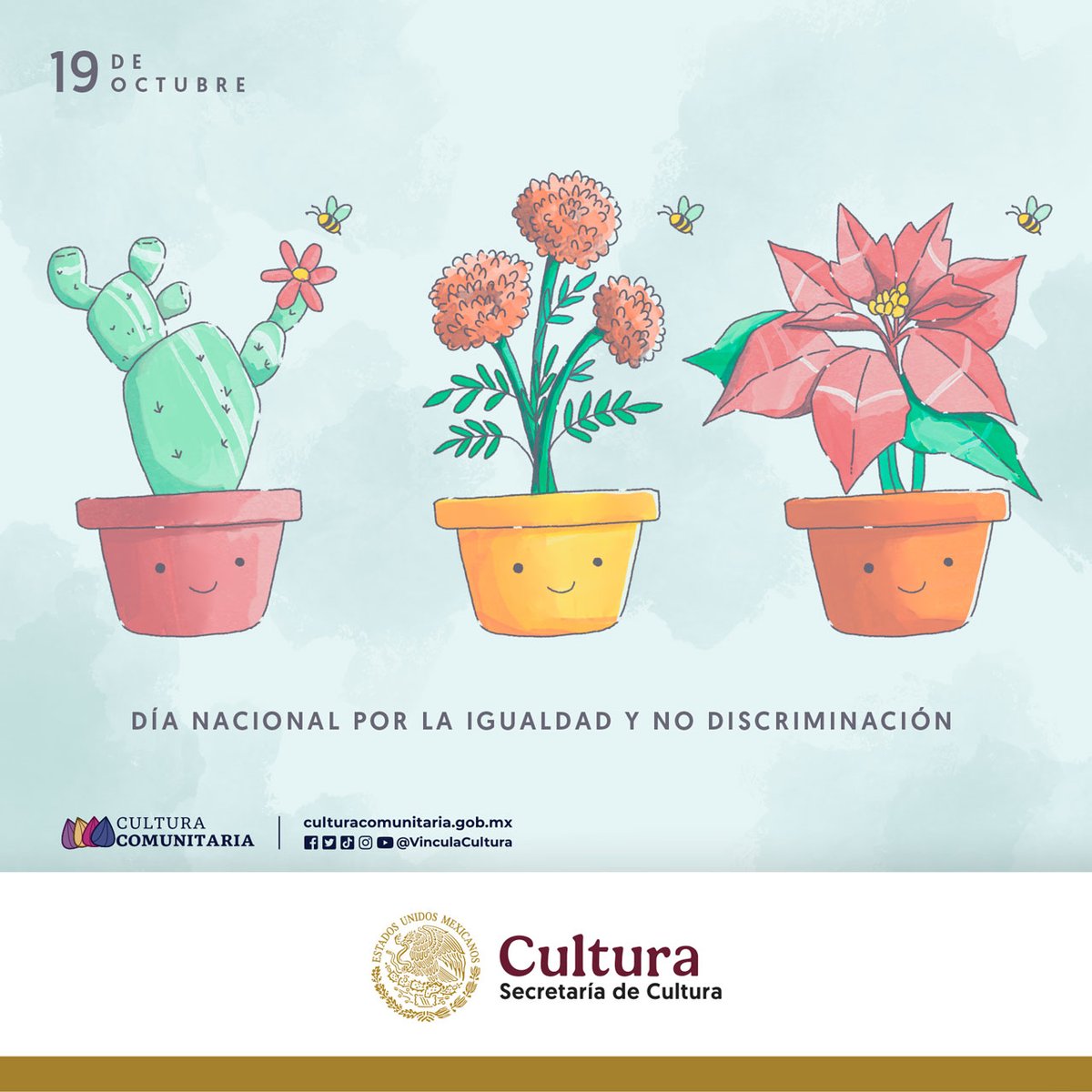 VinculaCultura's tweet photo. Todas y todos nacemos libres e iguales en dignidad y derechos.

Hoy es el Día Nacional por la Igualdad y #NoDiscriminación, una fecha que conmemora la lucha por eliminar prácticas que vulneren el ejercicio de los derechos y libertades fundamentales.

#CulturaComunitaria https://t.co/NA6RROc5Yz
