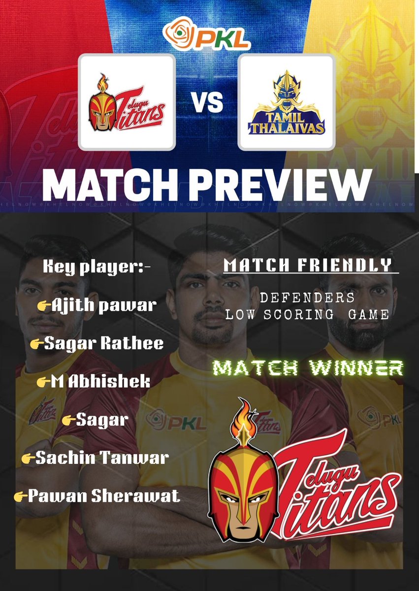 analysis_by_cj's tweet photo. TELUGU TITANS VS TAMIL THALAIVAS || MATCH WINNER

 @prokabaddi @pawan_sehrawat @sachin.tanwar.71868 
#prokabaddi #pkl #prokabbadileague https://t.co/GO2sASxHRH