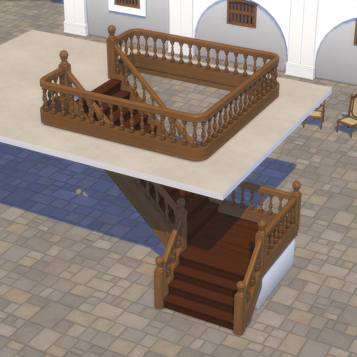 So excited for this new set of staircase railings I think they turned out beautifully!❤️ #wip #thesims #thesims4 #sims4cc #ts4cc #showusyourbuilds #leoori #oldmanila