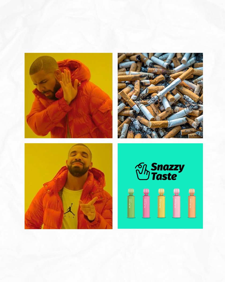SnazzyTaste's tweet image. Drake knows what's up. 

Try something new at snazzytaste.com 🔥✨

#vapedaily #vapelifestyle #smoothflavors #puffperfect #vapecommunity #flavorchaser #sweetvibes #vapingtime #fruityvape