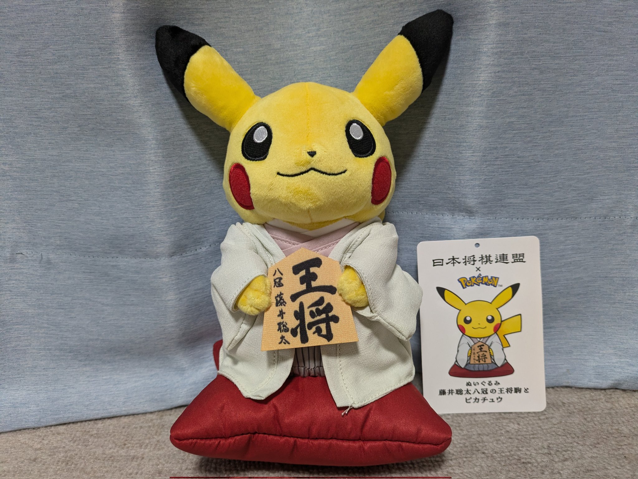 未開封】藤井聡太八冠の王将駒とピカチュウ ぬいぐるみ