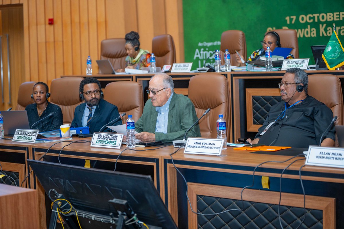 achpr_cadhp's tweet photo. Hon. Commissioners @SolomonADersso and Hatem Essaiem are jointly convening a special panel on the human rights situation in Sudan. Together with other panel members, they are addressing the topic of ending atrocities and safeguarding rights in Sudan. 
#ACHPR81OS #HumanRights https://t.co/Ud9AwdM3Qi