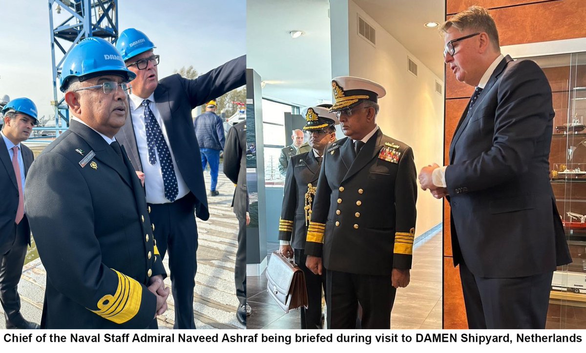 dgprPaknavy's tweet photo. CNS also visited Royal Netherlands Navy HQs &amp; called-on Cdr Royal Netherlands Navy, V/Adm René Tas. Naval Chief underscored #PN contributions towards regional maritime peace &amp; stability through #RMSP &amp; participation in Combined Maritime Force (#CMF). (2/3) https://t.co/mEfsDJP396