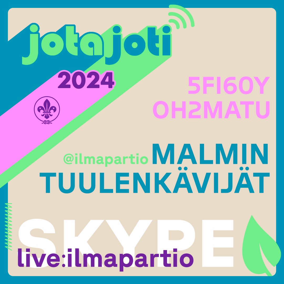 SKYPE with Air Scouts from Finland:

join.skype.com/GQ8MPDlHyHBb

#jotajoti #jotajoti2024 #OH2MATU #5FI60Y #ilmapartio #päpa #partioscout #radiopartio #radioscouting #airscouts <a href="/JOTAJOTI/">JOTA-JOTI</a>  <a href="/SralToimisto/">SRAL ry</a>
