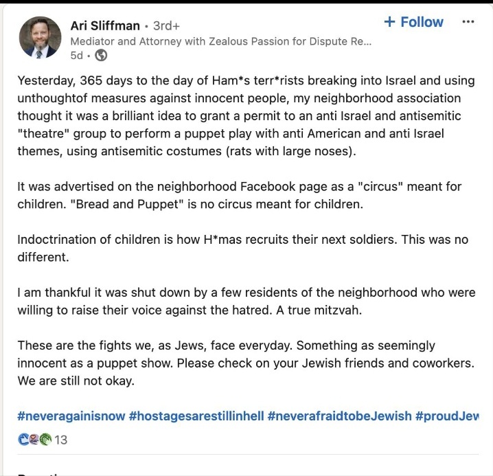 whoseparksours's tweet photo. "A true mitzvah." 
Does this sound like a man who is sorry for his actions? 
#philly #lawyer #pa #freepalestine #nolibs #northernliberties https://t.co/Ph3hV894ap