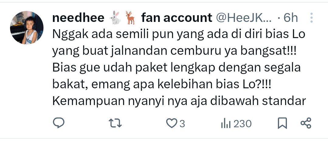 kok bisa ya ngetik sejahat ini?? 😅😅 kamu tau apa soal kemampuan sh?? kamu tau apa perjuangan dia buat sampai dititik ini?? kamu seenak jidat ngetik kaya gini tanpa disaring dan ngehina orang lain, semoga yg bales kelakuanmu tuhan ya:)