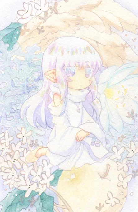 コミティア150お品書きその1 原画 リリアとギンモクセイ 原画 クリスとキンモクセイ 水彩画 額サイズ:インチ