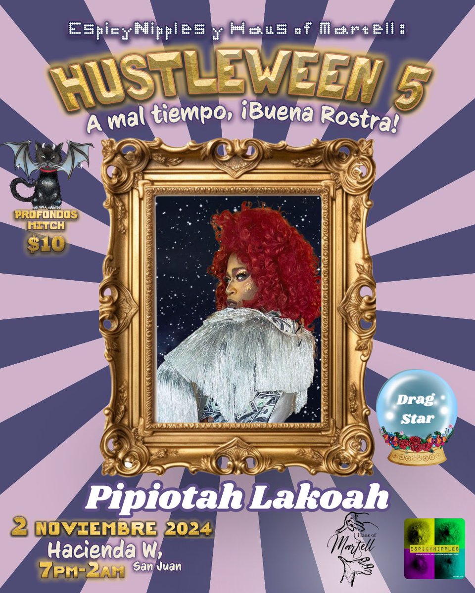 EspicyNipples's tweet photo. #HustleweenAllStar 🌟🙌🏽 Pipiotah Lakoah de vuelta a la tarima pa’ #Hustleween 5: A mal tiempo, ¡Buena Rostra! - 2 de noviembre en un spot sorpresa. #MamaeraPaMitch #EspicyNipples #RedTransfeminista https://t.co/RWZe1kvxv0
