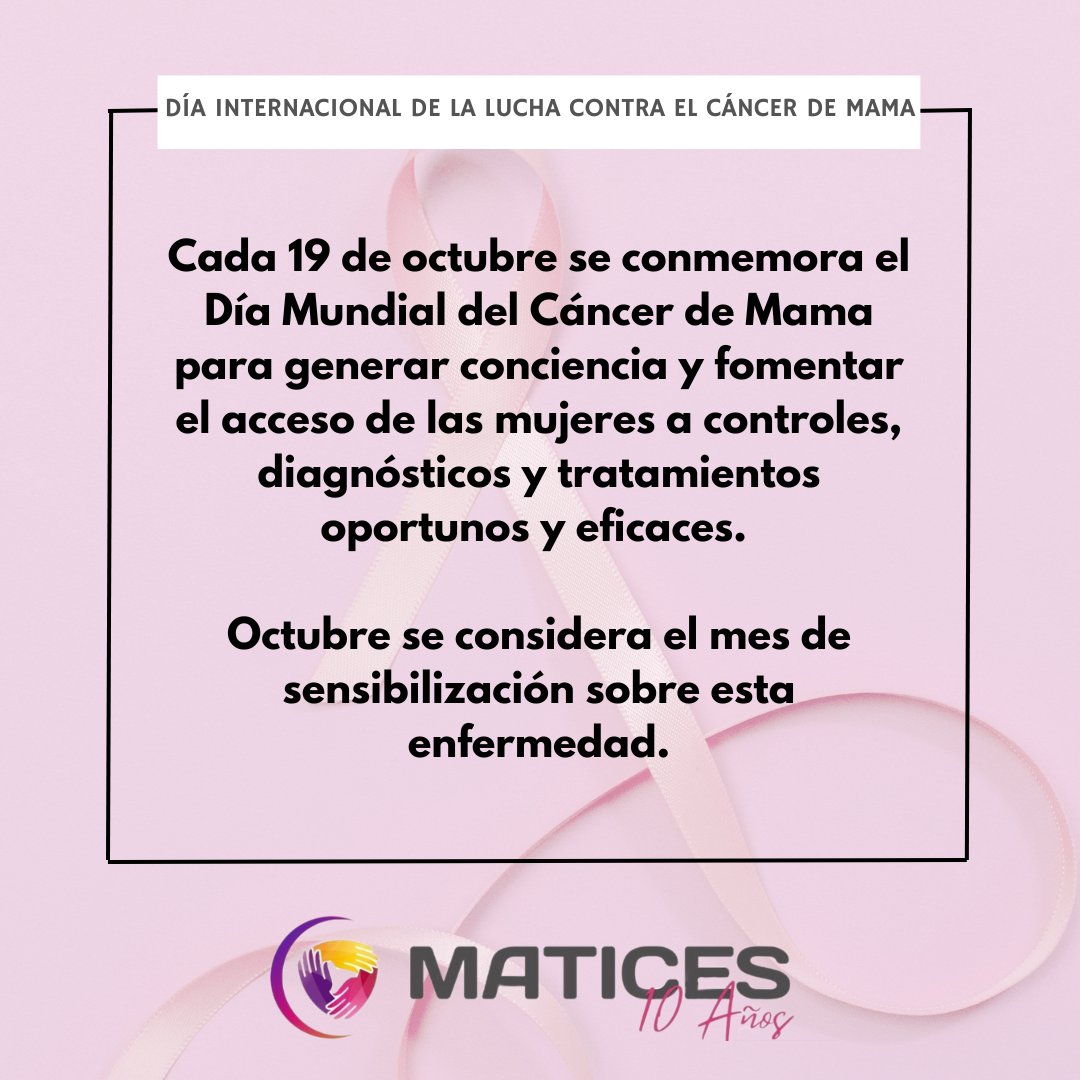 Matices_AC's tweet photo. 🩷 Octubre mes de la lucha contra el cáncer de mama. 

➡️ La mejor manera de luchar contra el cáncer de mama es promover la detección temprana.

🖐🏻 Podés realizarte el autoexamen mamario. Y la mamografía se la pueden realizar a partir de los 40 años. 

#MesRosa #prevencion #lucha https://t.co/HJkkbKsbZh