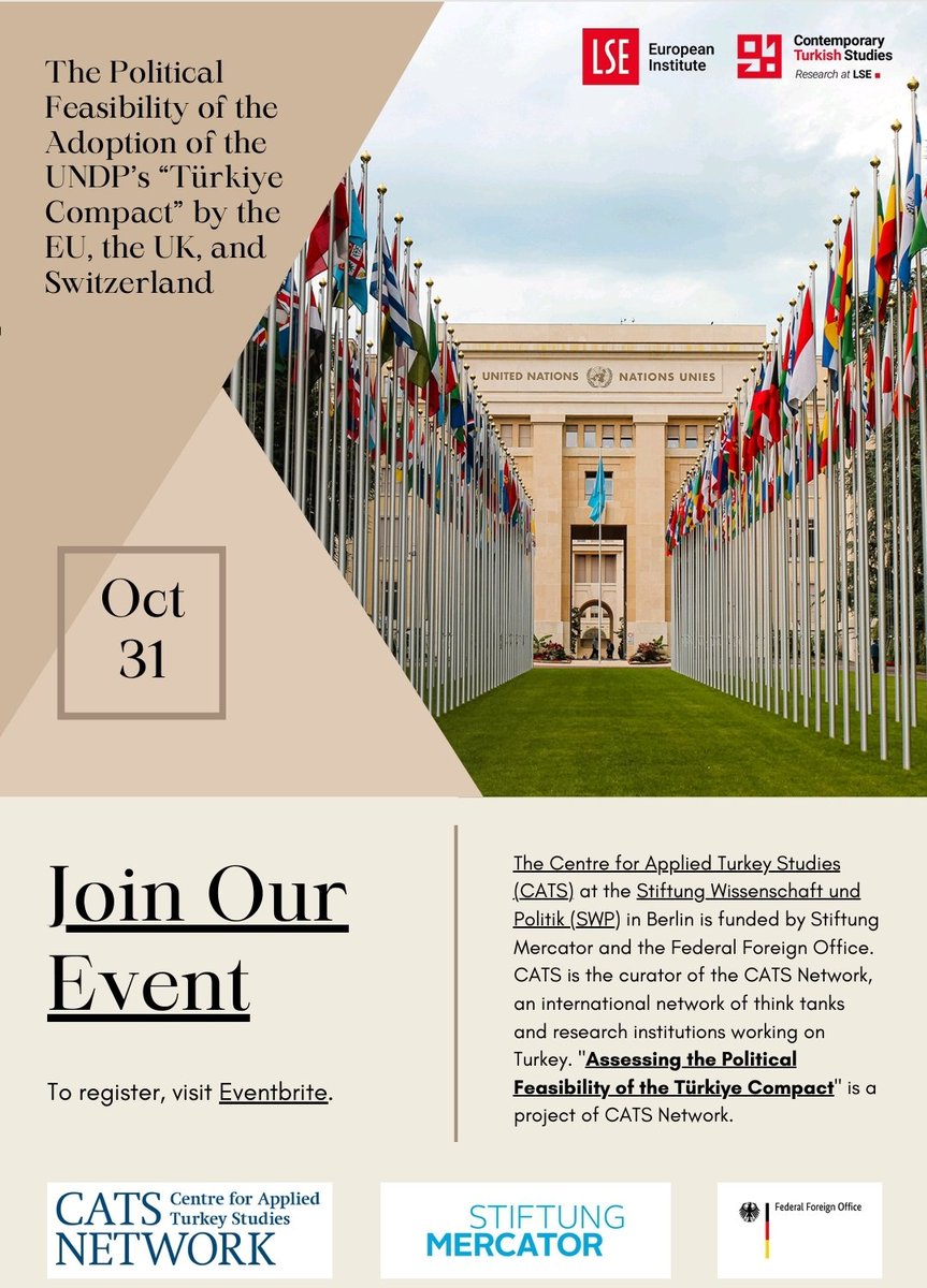 Yaprak Gürsoy (@ygursoy) on Twitter photo <a href="/CATS_Network/">CATS Network</a> Event by #LSETürkiye & <a href="/LSEEI/">LSE European Institute</a>:
"The Political Feasibility of the Adoption of the UNDP’s Türkiye Compact by the EU, the UK, and Switzerland"
📅 Thursday, 31/10/24
🕕 6:00 pm
📍 LSE Lecture Theatre, CBG
🗣<a href="/kemalkirisci/">Kemal Kirisci</a> <a href="/Friedrich_Cle/">Friedrich C. Püttmann</a>
Virginie Guiraudon, John Alty <a href="/CATS_Network/">CATS Network</a> Event by #LSETürkiye & <a href="/LSEEI/">LSE European Institute</a>:
"The Political Feasibility of the Adoption of the UNDP’s Türkiye Compact by the EU, the UK, and Switzerland"
📅 Thursday, 31/10/24
🕕 6:00 pm
📍 LSE Lecture Theatre, CBG
🗣<a href="/kemalkirisci/">Kemal Kirisci</a> <a href="/Friedrich_Cle/">Friedrich C. Püttmann</a>
Virginie Guiraudon, John Alty