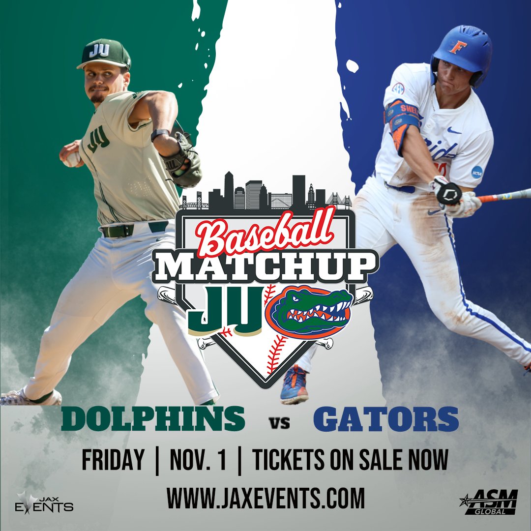 jaxevents's tweet photo. Get ready for the fall baseball matchup of Dolphins vs. Gators on November 1st at 121 Finacial Ballpark! ⚾

@Jax_Dolphins @GatorsBB

#Baseball #Jacksonville #Florida  #Dolphins #Gators #DolphinsBaseball #JacksonvilleBaseball #JaxSports #JaxDolphins #GatorsBaseball #GatorNation https://t.co/OYxd8iBqVH