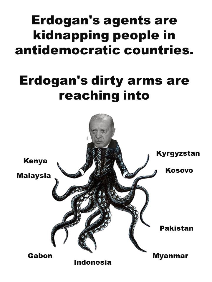 l_cakiroglu's tweet photo. @BBCWorld #EmergencyKenya

Erdogan's agents are kidnapping people in antidemocratic countries.

Erdogan's dirty arms are reaching into Kenya, Kyrgyzstan, Malaysia, Kosovo, Gabon, Indonesia, Myanmar, and Pakistan.

#HumanRights #Authoritarianism #Kidnapping #GlobalThreat  #HumanRightsAbuse https://t.co/b7fWcvS3BJ