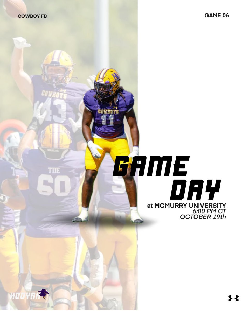 HSUCowboys's tweet photo. Wilford Moore Trophy Game 🏆 

🆚 McMurry University 
🏟️ Wilford Moore Stadium
⏰ 6:00 PM CT
📺 https://t.co/8bQDnCVO4R 

#HOOYAH https://t.co/5BeuVsA3Vq
