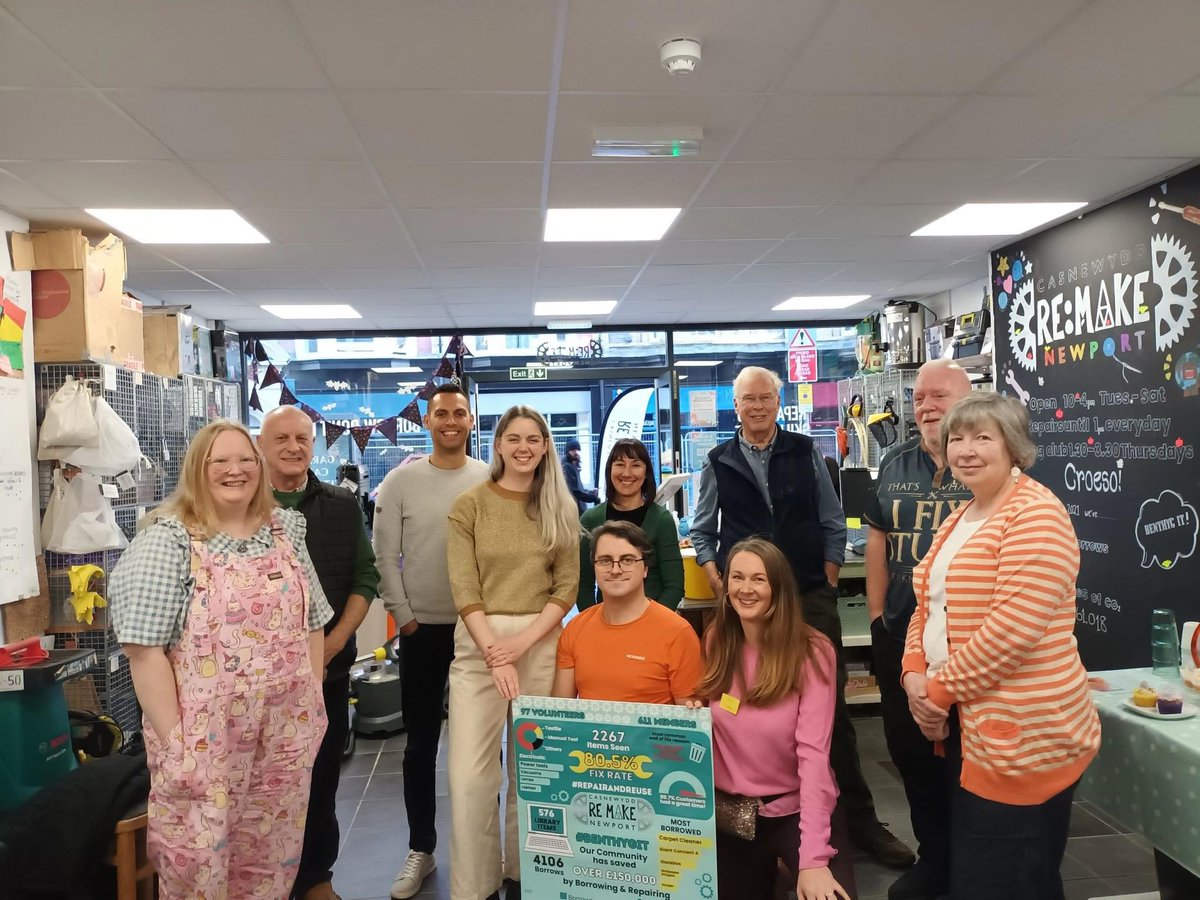 DimitriBatrouni's tweet photo. The clearest example I’ve seen of the circular economy in action is Re:Make Newport. A pleasure to meet the staff &amp; volunteers that are challenging our throw-away society. Items can be fixed at minimal cost compared to purchasing a new one. Give them a go! https://t.co/wfH8CPLvs5 https://t.co/rkpQxTxydS
