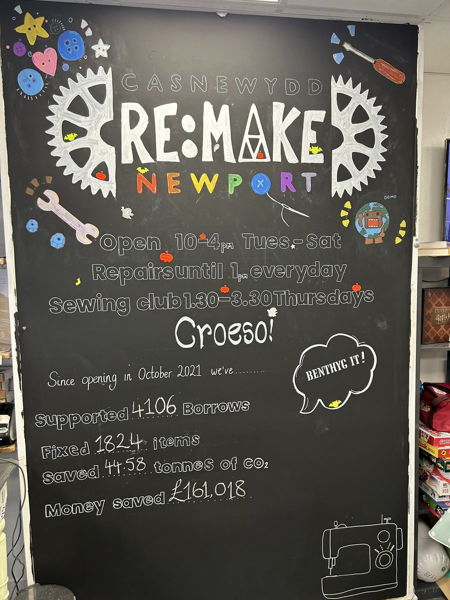 DimitriBatrouni's tweet photo. The clearest example I’ve seen of the circular economy in action is Re:Make Newport. A pleasure to meet the staff &amp; volunteers that are challenging our throw-away society. Items can be fixed at minimal cost compared to purchasing a new one. Give them a go! https://t.co/wfH8CPLvs5 https://t.co/rkpQxTxydS