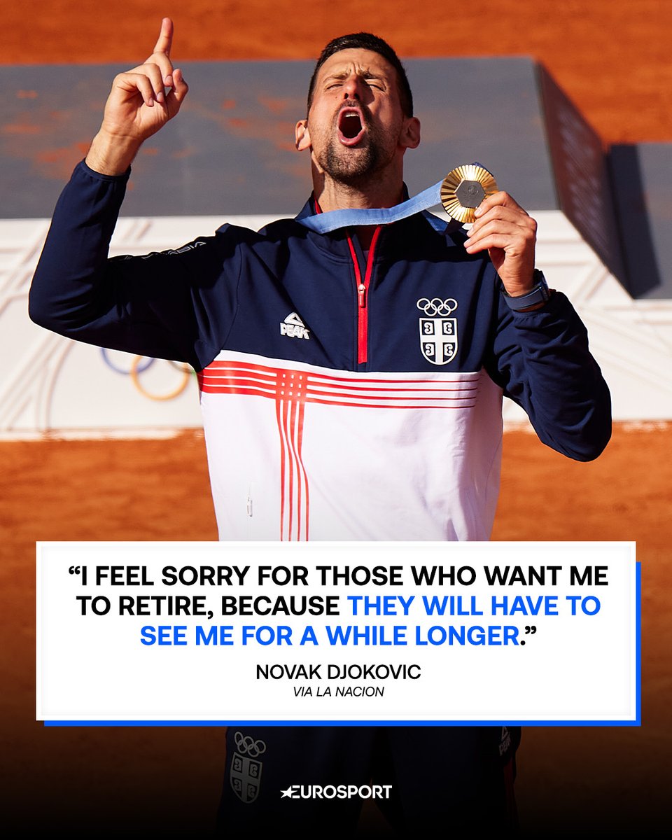 cyclingontnt's tweet photo. Novak Djokovic has no plans to say goodbye to tennis anytime soon. 🙅‍♂️🎾 https://t.co/UODsME0gbB