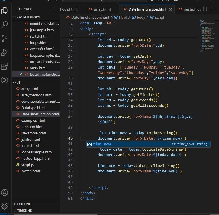 #LUD17
Today, I learned about the `Date` object in JavaScript. It provides methods to manipulate dates and times, such as `getDate()`, `setDate()`, `toISOString()`, and `toLocaleString()`.#LearningUtsav #FestivalOfLearning <a href="/learning_utsav/">Learning Utsav</a>
