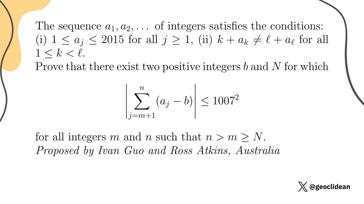 geoclidean's tweet photo. AJ combo
#IMO2015 #Combinatorics #Algebra #Arrows #IMOShortlist https://t.co/pfyK4D99eW
